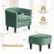 Ergonomic Armrest Barrel Chair with Ottoman and Velvet Padded Seat for Living Room